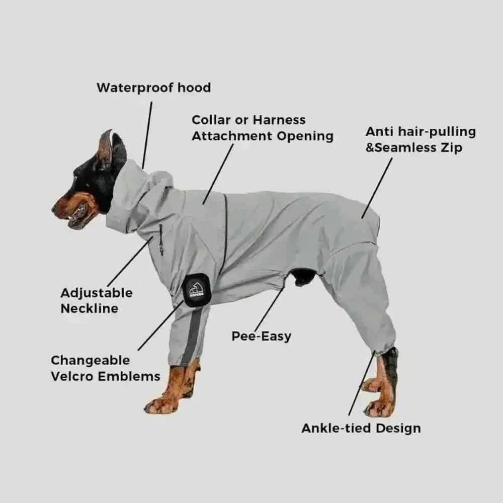 Vanpardo Reflective Hi-Vis Waterproof Outdoor Dog Rain Coat Gray Canine MEDIUM